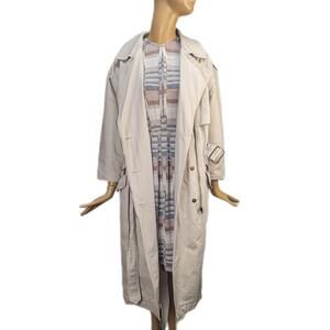 Vintage 80s oversized khaki‎ trenchcoat by Together! Belted longline menswear